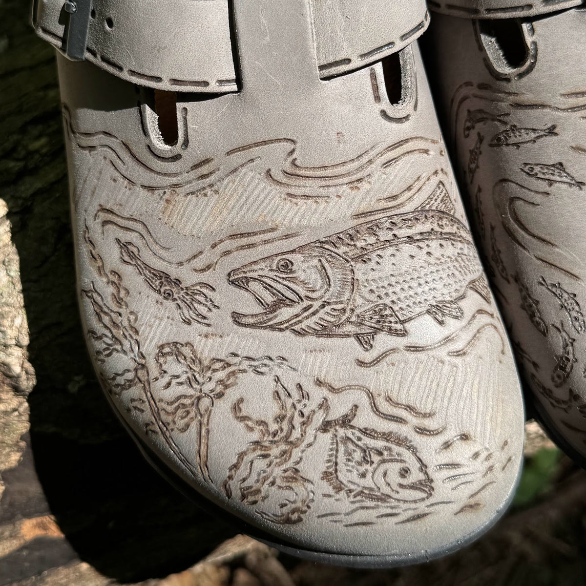 king salmon, tuna on iron crosstown clogs (oiled leather)