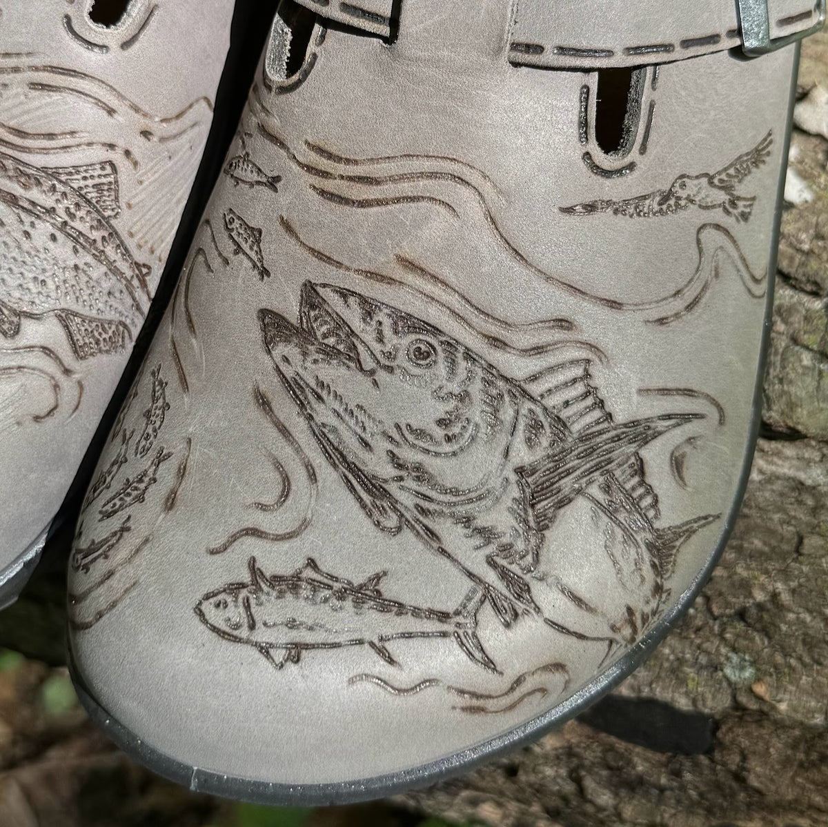 king salmon, tuna on iron crosstown clogs (oiled leather)