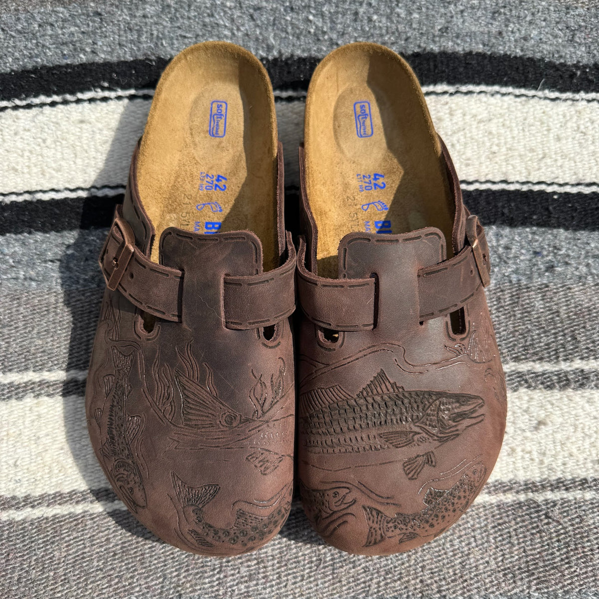 redfish and trout on habana clogs (oiled leather)