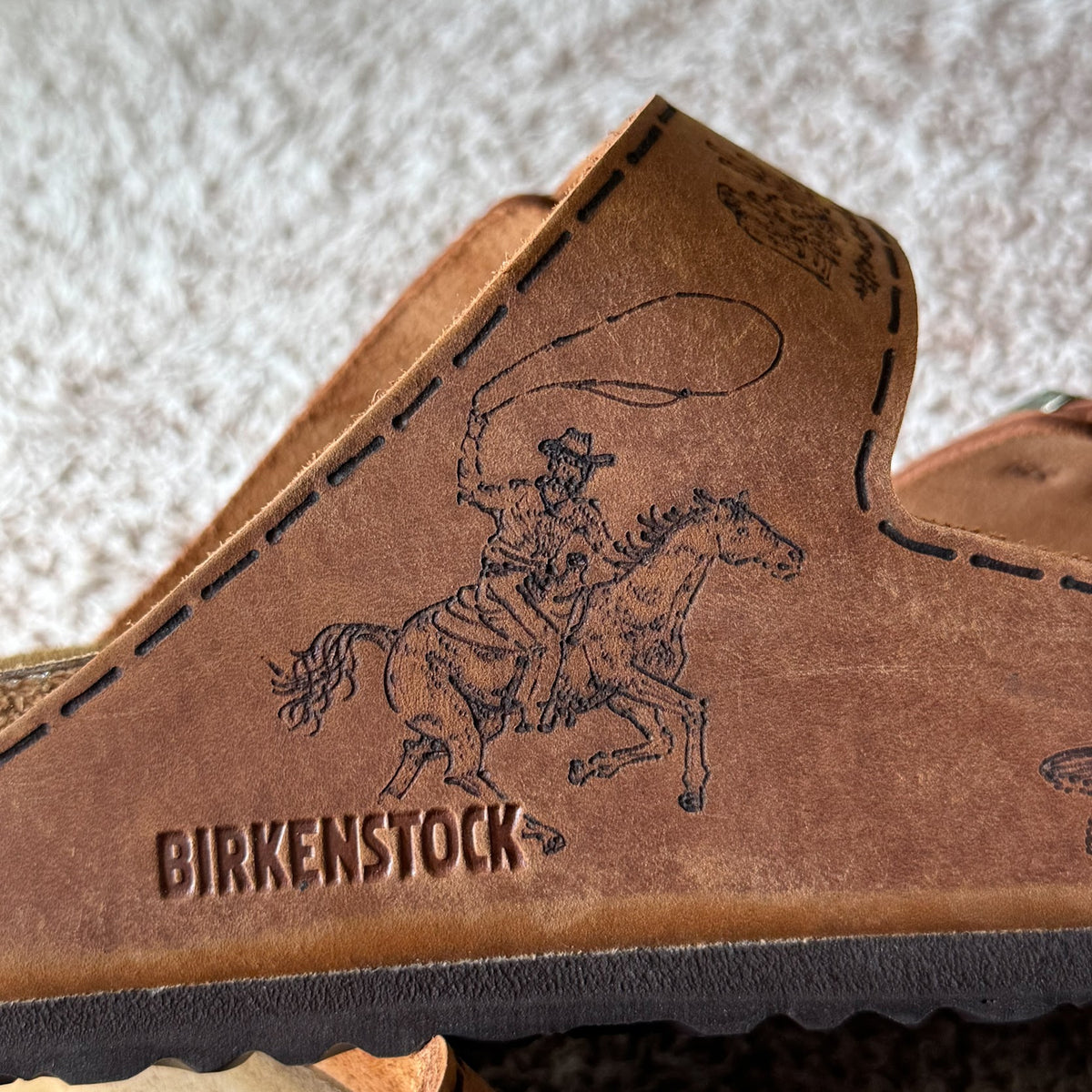 cowboy and fish on cognac arizonas (oiled leather)