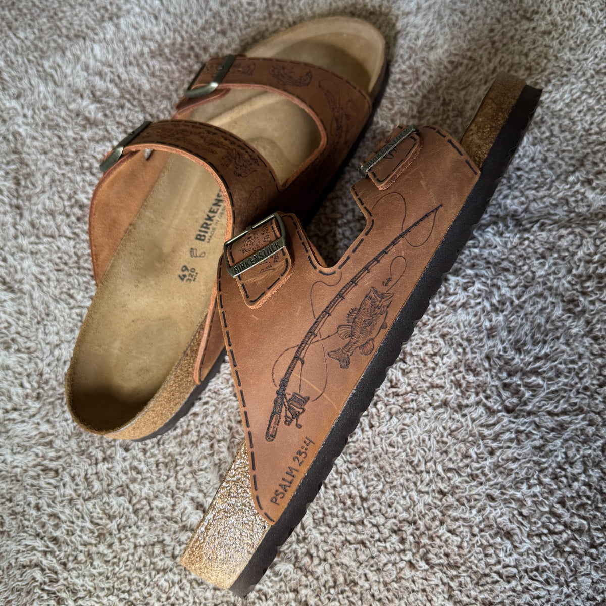 cowboy and fish on cognac arizonas (oiled leather)