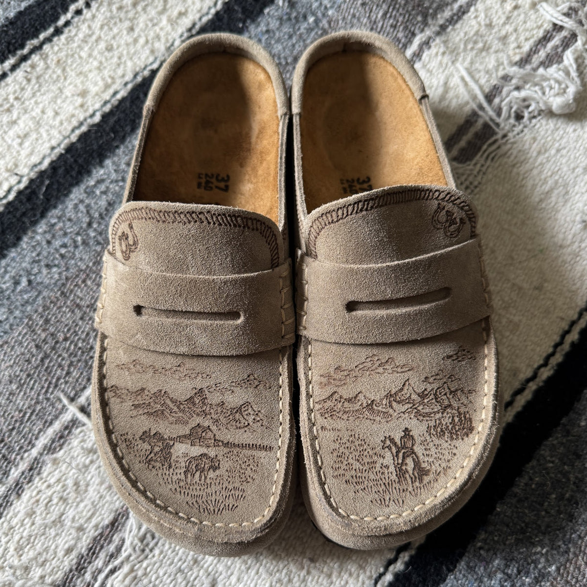 tetons scene on taupe naples (suede leather)