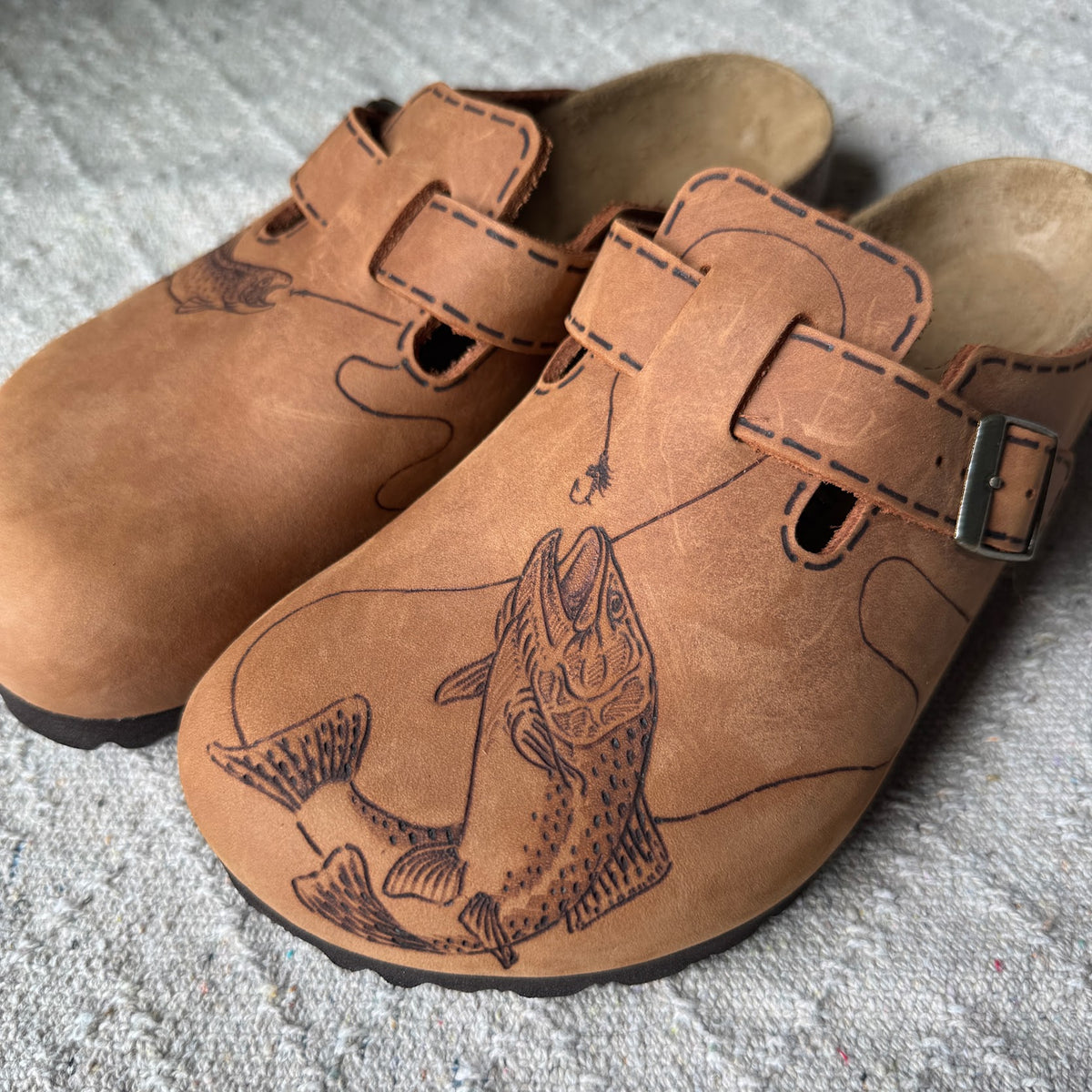 Trout Cognac Clogs (Oiled Leather)